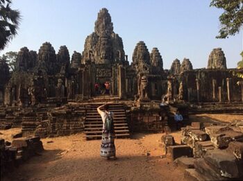 Phoebe stops to photograph the relic site while I stop to photograph Phoebe. Looks like a movie set!