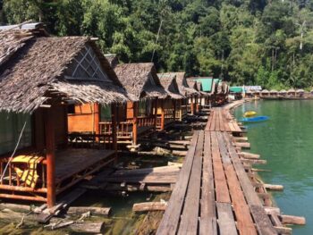 These waterfront grass huts are probably sinking, but who cares! They're awesome!!!