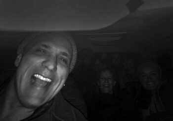 This photo was taken during a publishing conference, and we all went for dinner one night and then piled back in to our van-shuttle to head back to the hotel. I can't recall what had me in hysterics, but I do know that most of us (except the driver) had a few glasses wine at dinner and when you cram that many people into the back of a van and add a little alcohol to the mix, the conversation starts to get goofy.