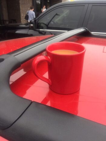 It's nice when your coffee cup matches your car!